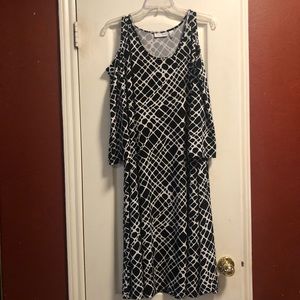 Cold Shoulder Black and White Dress